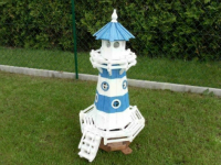 Deko-Leuchtturm beleuchtet in Blau-Weiss 115 cm
