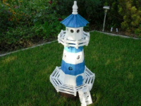 Deko-Leuchtturm in Blau-Weiss 115 cm hoch LED